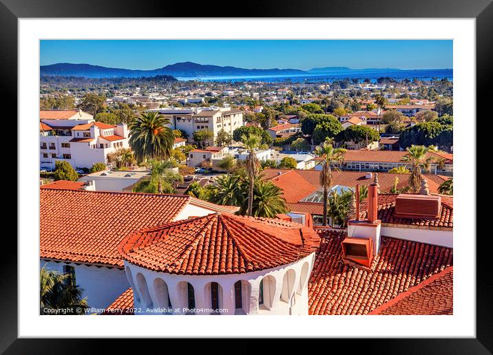 Court House Orange Roofs Buildings Pacific Ocean Santa Barbara C Framed Mounted Print by William Perry