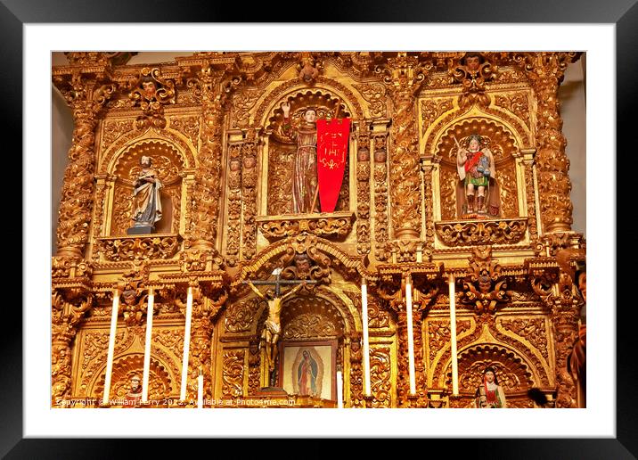 Golden Altar Serra Chapel Mission San Juan Capistrano Church Cal Framed Mounted Print by William Perry