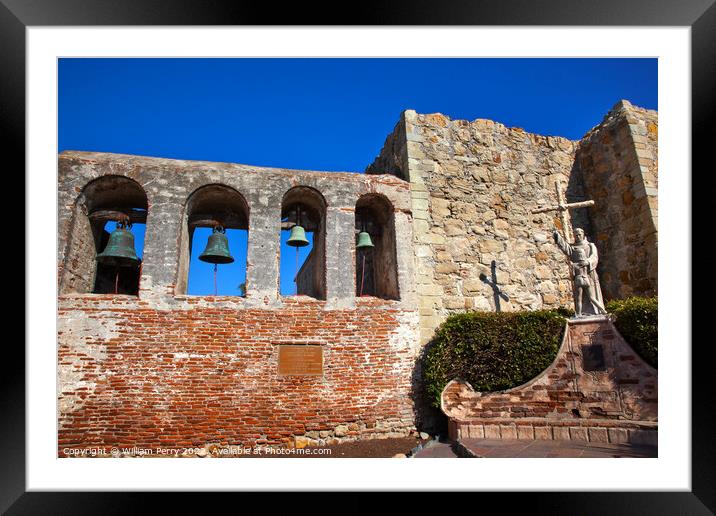 Bells Mission San Juan Capistrano Ruins California Framed Mounted Print by William Perry