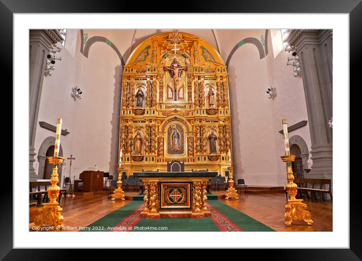 Golden Altar Mission Basilica San Juan Capistrano Church Califor Framed Mounted Print by William Perry