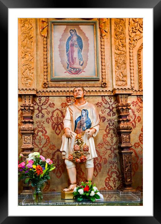 Juan Diego Statute Guadalupe Shrine Mission Basilica San Juan Ca Framed Mounted Print by William Perry
