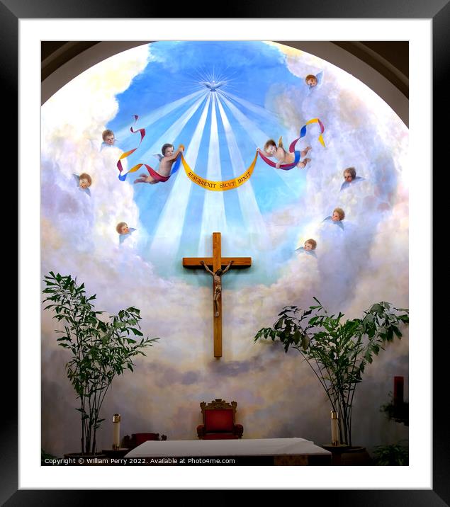 Altar Angels Cross Immaculate Conception Church Old San Diego Framed Mounted Print by William Perry
