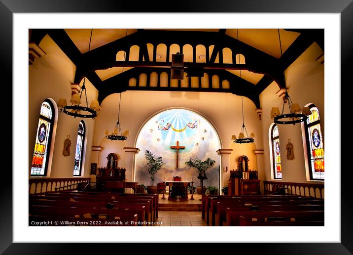 Altar  Immaculate Conception Church Old San Diego California Framed Mounted Print by William Perry