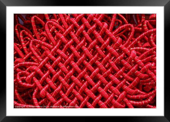 Chinese Red Good Luck Knot Ornament Beijing China Framed Mounted Print by William Perry