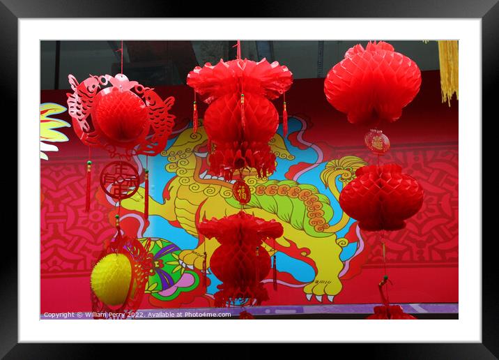 Chinese Lunar New Year Decorations Beijing, China Framed Mounted Print by William Perry