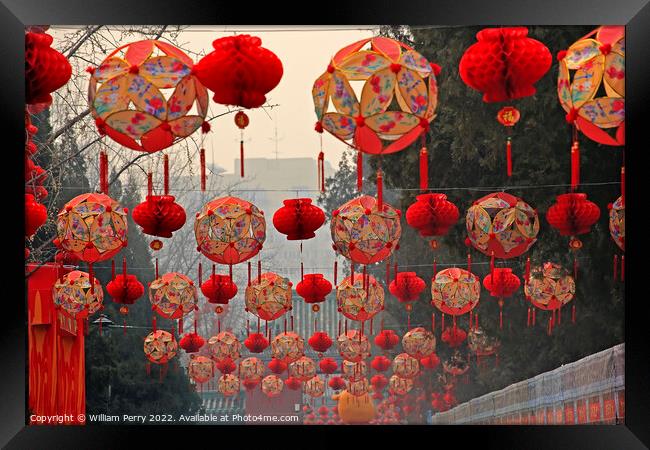 Chinese Lunar New Year Decorations Ditan Park Beijing China Framed Print by William Perry