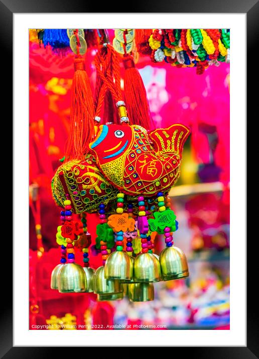 Red Chinese Fish Lunar New Year Decorations Beijing China Framed Mounted Print by William Perry