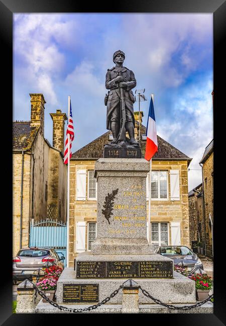 World War 1 Monument D-day St Marie Mont Normandy France Framed Print by William Perry
