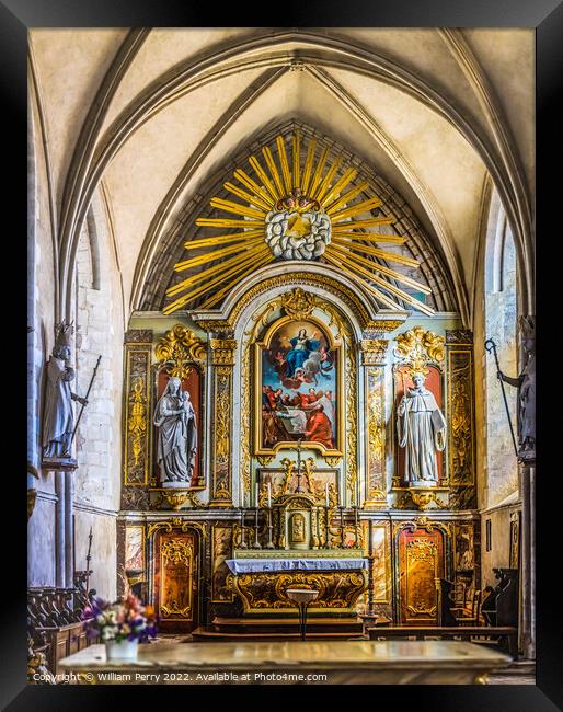 Altar Saint Mary Church Basilica St Marie Eglise Normandy France Framed Print by William Perry