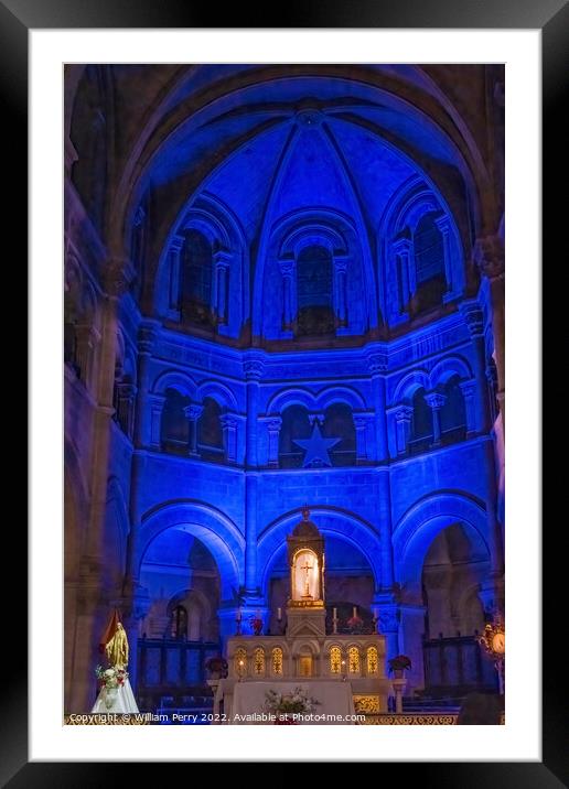 Night Service Altar Cross Cathedral Church Nimes Gard France Framed Mounted Print by William Perry