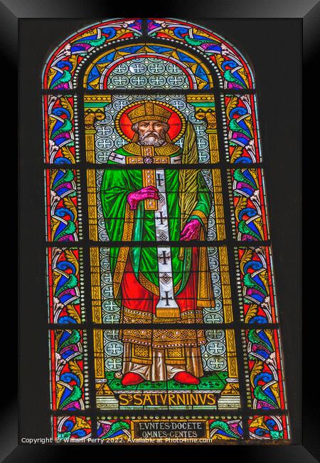 Saint Saturninus Stained Glass Nimes Cathedral Gard France Framed Print by William Perry