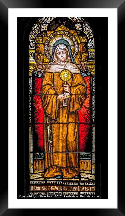 Saint Clare Stained Glass Saint Mary Basilica Phoenix Arizona Framed Mounted Print by William Perry