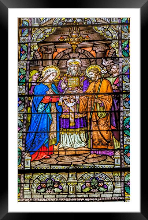 Joseph Mary Marriage Stained Glass Saint Mary Basilica Phoenix  Framed Mounted Print by William Perry