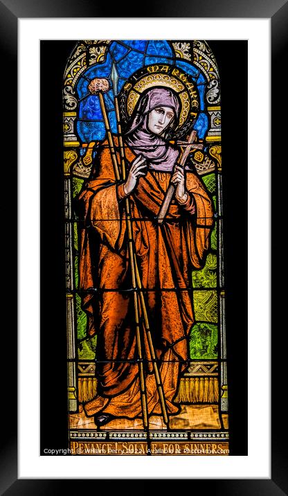 Saint Margaret Cortona Stained Glass Saint Mary Basilica Phoenix Framed Mounted Print by William Perry