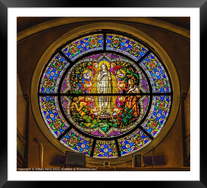 Angels Mary Stained Glass Saint Mary Basilica Phoenix Arizona Framed Mounted Print by William Perry
