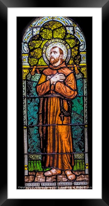 Saint Francis Assisi Stained Glass Saint Mary Phoenix Arizona Framed Mounted Print by William Perry