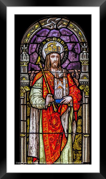 Saint Henry Stained Glass Saint Mary Basilica Phoenix Arizona Framed Mounted Print by William Perry