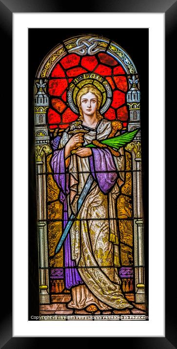 Saint Lucy Stained Glass Saint Mary Basilica Phoenix Arizona Framed Mounted Print by William Perry