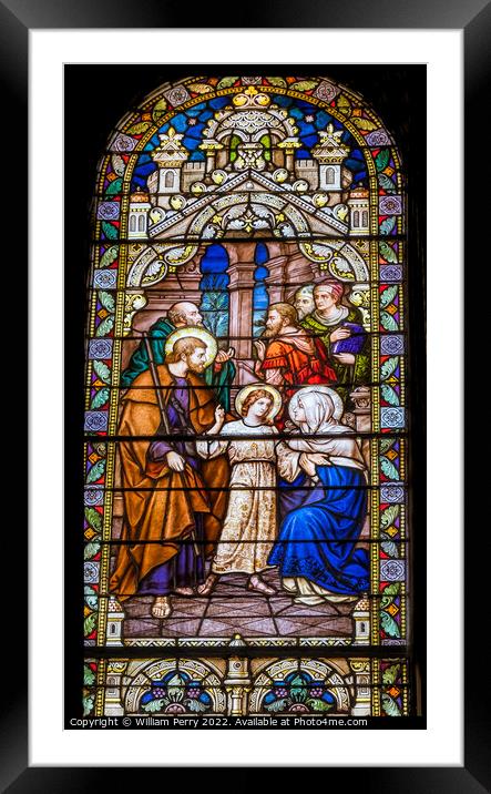 Mary Jesus Temple Stained Glass Saint Mary Phoenix Arizona Framed Mounted Print by William Perry