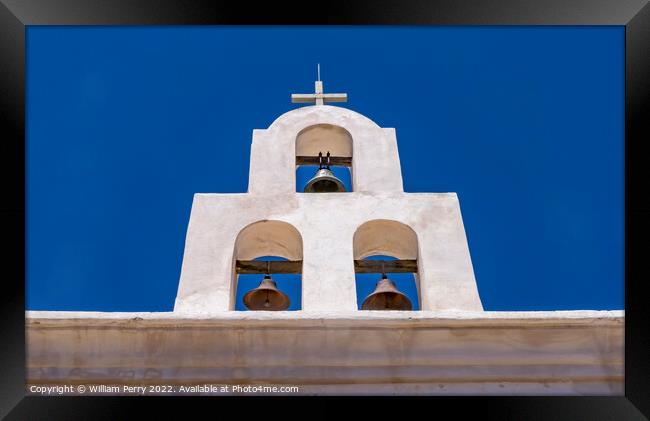 Bells Belfry Mission San Xavier Catholic Church Tucson Arizona Framed Print by William Perry