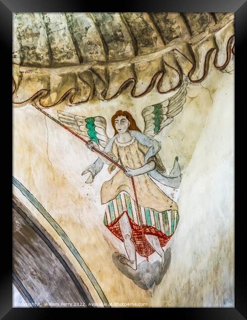Angel Fresco Mission San Xavier Catholic Church Tucson Arizona Framed Print by William Perry
