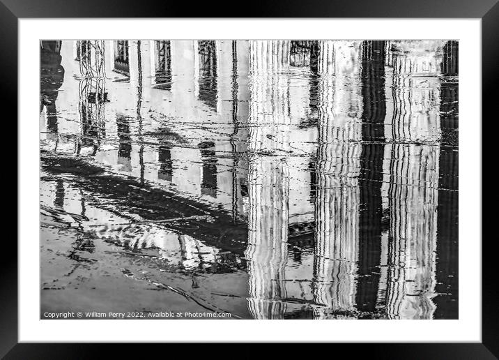 Black White Rink Maison Caree Roman Temple Nimes Gard France Framed Mounted Print by William Perry