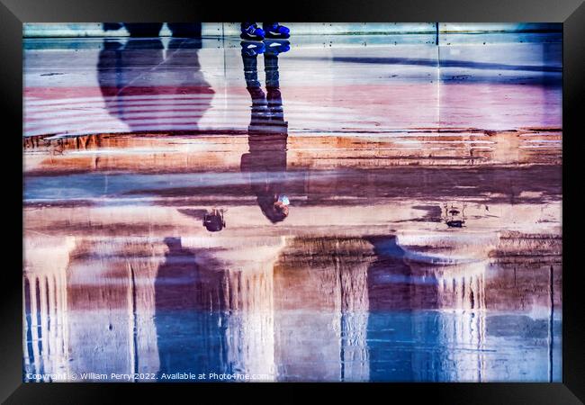 Skating Rink Reflection Abstract Maison Caree Roman Temple Nimes Framed Print by William Perry