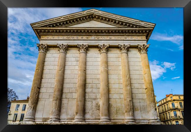 Maison Caree Ancient Roman Temple Nimes Gard France Framed Print by William Perry
