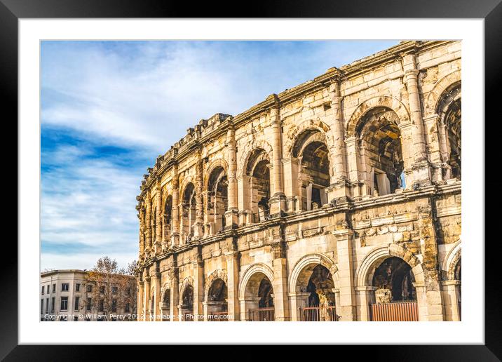 Ancient Roman Arena Amphitheatre Nimes Gard France Framed Mounted Print by William Perry