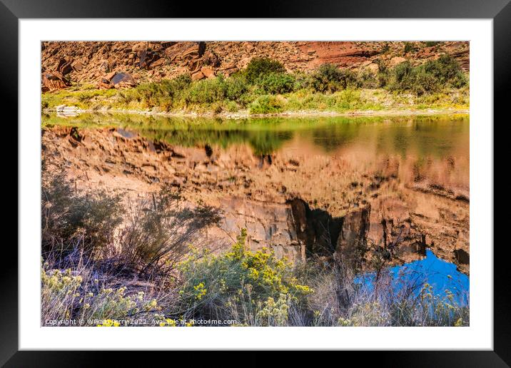 Colorado River Rock Canyon Reflection Abstract Moab Utah  Framed Mounted Print by William Perry