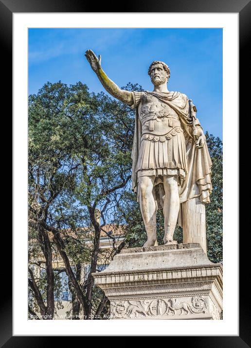Ancient Roman Emperor Antoninus Pius Statue Nimes Gard France Framed Mounted Print by William Perry