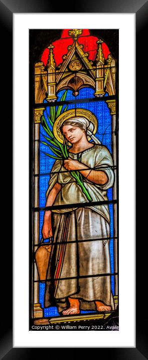 Saint Felicite Stained Glass  Saint Perpetue Church Nimes Gard F Framed Mounted Print by William Perry