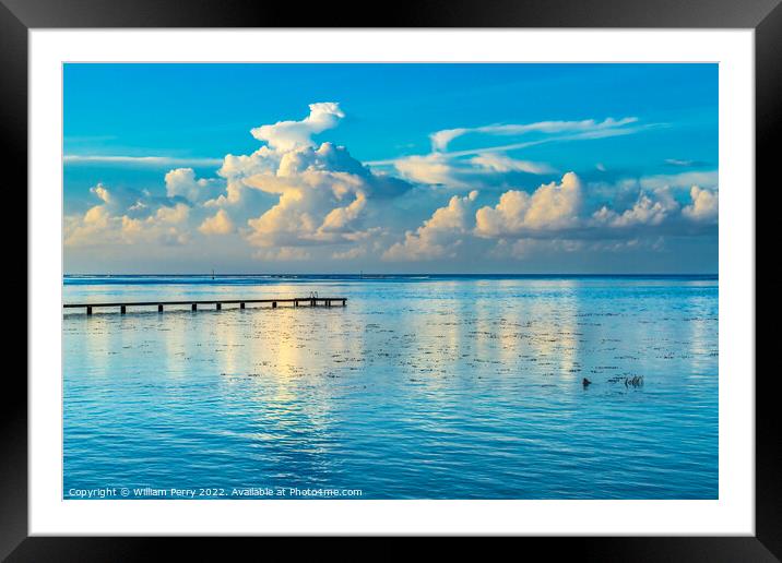 Rain Storm Cloudscape Reflection Blue Water Moorea Tahiti Framed Mounted Print by William Perry