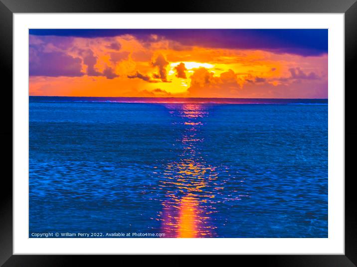 Colorful Sunset Cloudscape Blue Water Moorea Tahiti Framed Mounted Print by William Perry