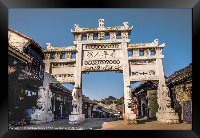 Entrance Gate Ancient Town Outside Guiyang Guizhou China Framed Print by William Perry