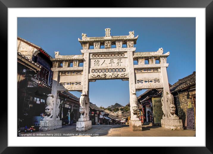 Entrance Gate Ancient Town Outside Guiyang Guizhou China Framed Mounted Print by William Perry
