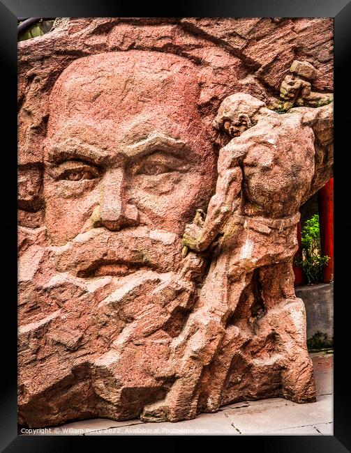 Karl Marx Stone Statue Chongqing Sichuan China  Framed Print by William Perry