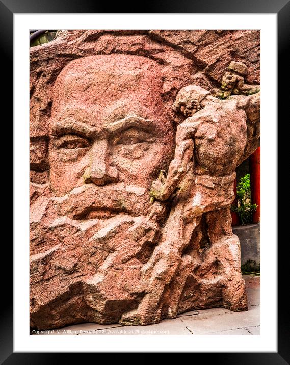 Karl Marx Stone Statue Chongqing Sichuan China  Framed Mounted Print by William Perry