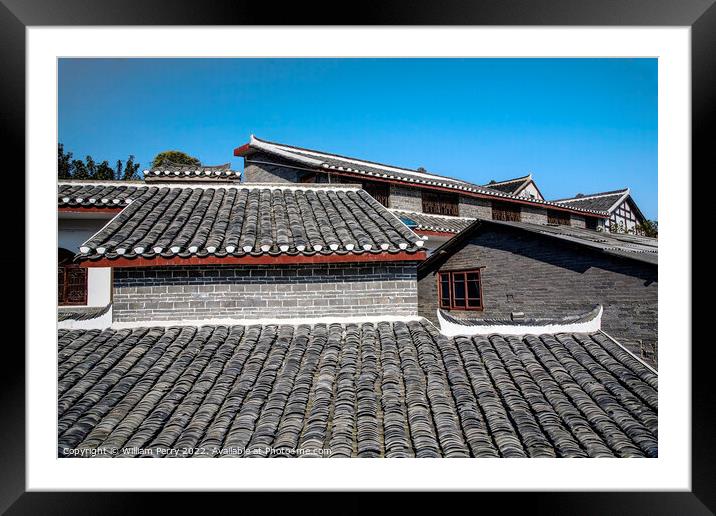 Roofs Ancient Town Guiyang Guizhou China Framed Mounted Print by William Perry