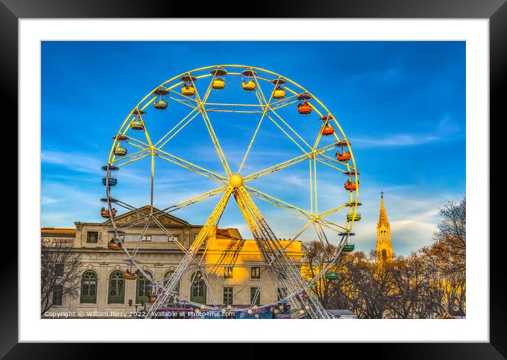 Christmas Ferris Wheel St Perpetue Church Nimes Gard France Framed Mounted Print by William Perry