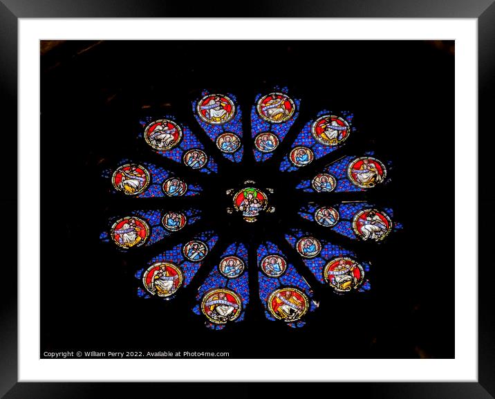 Mary Jesus Rose Window Saint Paul Church Nimes Gard France Framed Mounted Print by William Perry