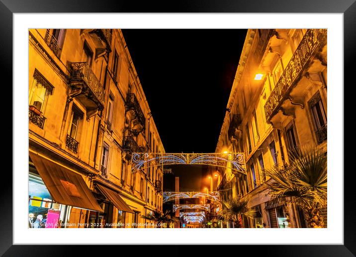 Christmas Decorations Street Shops Stores Nimes Gard France Framed Mounted Print by William Perry