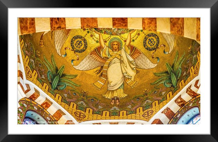 Angel Mosaic Notre Dame de la Garde Church Marseille France Framed Mounted Print by William Perry