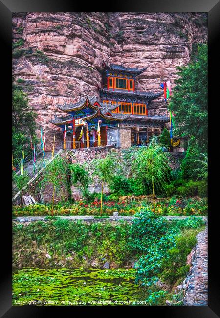 Binglin Si Bright Spirit Buddhist Temple Lanzhou Gansu China Framed Print by William Perry