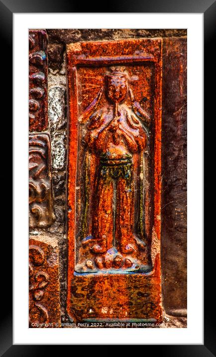 Ancient Flute Player Ceramic Brick Buddhist Iron Pagoda Kaifeng  Framed Mounted Print by William Perry
