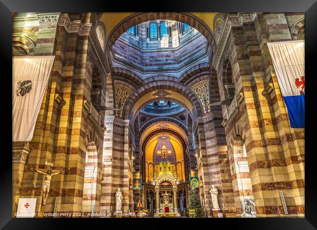 Cathedral Saint Mary Mejor Basilica Dome Altar Marseille France Framed Print by William Perry