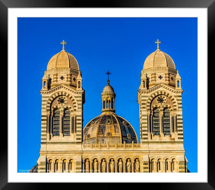 Cathedral Saint Mary Mejor Outside Dome Marseille France Framed Mounted Print by William Perry