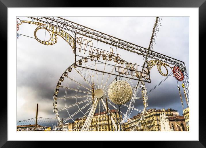 Ferris Wheel Christmas Decorations Marseille France Framed Mounted Print by William Perry