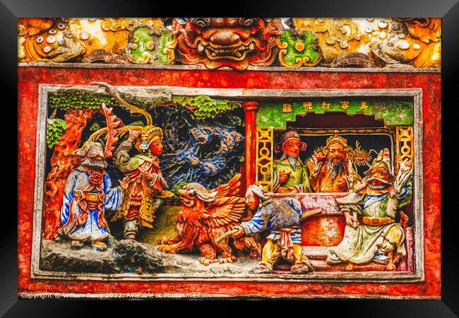 Ceramic Figures Chen Taoist Temple Guangzhou Guangdong China Framed Print by William Perry