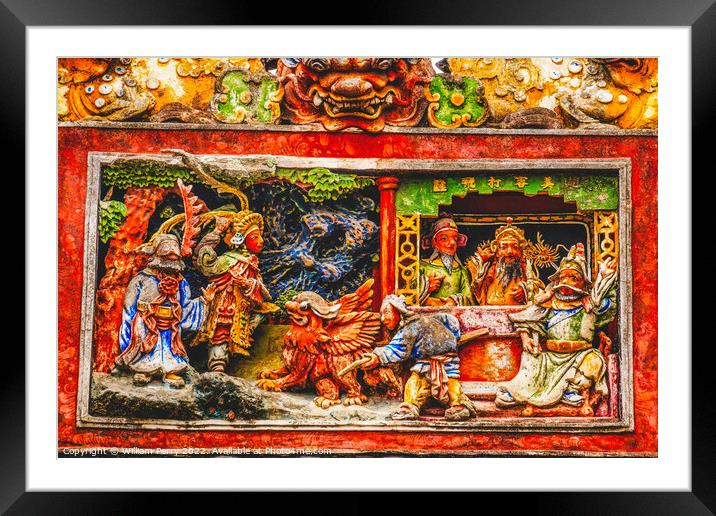 Ceramic Figures Chen Taoist Temple Guangzhou Guangdong China Framed Mounted Print by William Perry